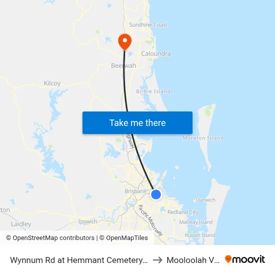 Wynnum Rd at Hemmant Cemetery, Stop 44 to Mooloolah Valley map