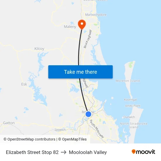 Elizabeth Street Stop 82 to Mooloolah Valley map