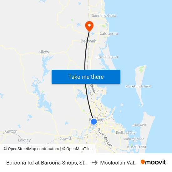 Baroona Rd at Baroona Shops, Stop 7 to Mooloolah Valley map