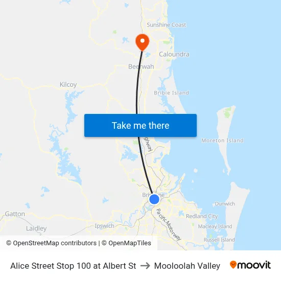 Alice Street Stop 100 at Albert St to Mooloolah Valley map