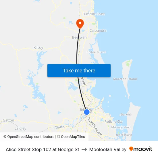Alice Street Stop 102 at George St to Mooloolah Valley map