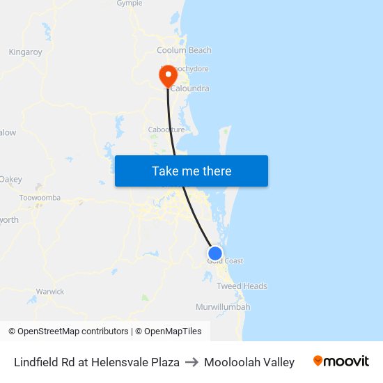 Lindfield Rd at Helensvale Plaza to Mooloolah Valley map