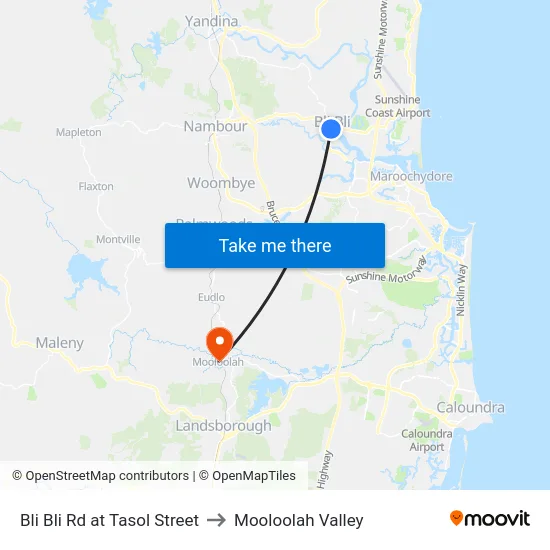 Bli Bli Rd at Tasol Street to Mooloolah Valley map