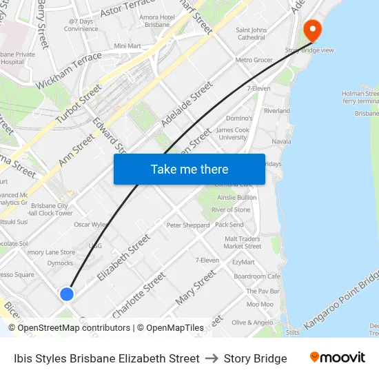 Ibis Styles Brisbane Elizabeth Street to Story Bridge map
