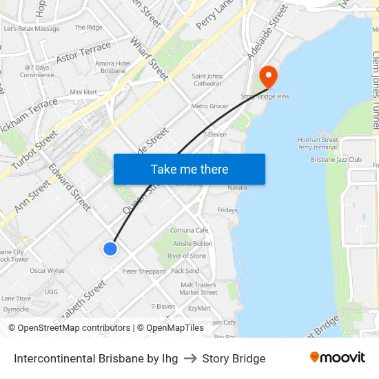 Intercontinental Brisbane by Ihg to Story Bridge map