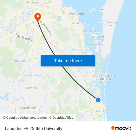 Labrador to Griffith University map