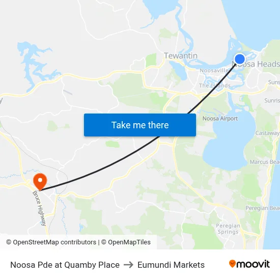 Noosa Pde at Quamby Place to Eumundi Markets map