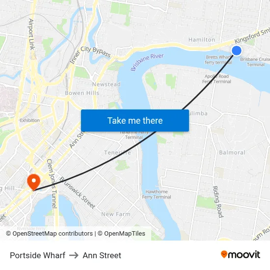 Portside Wharf to Ann Street map