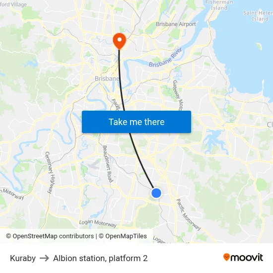 Kuraby to Albion station, platform 2 map