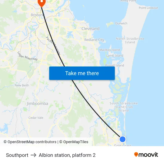 Southport to Albion station, platform 2 map