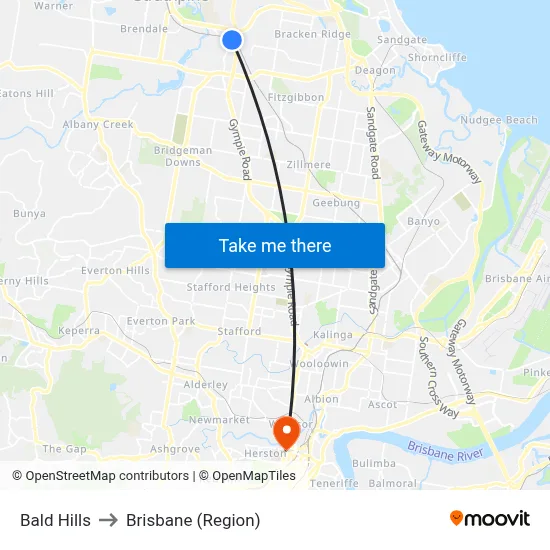 Bald Hills to Brisbane (Region) map