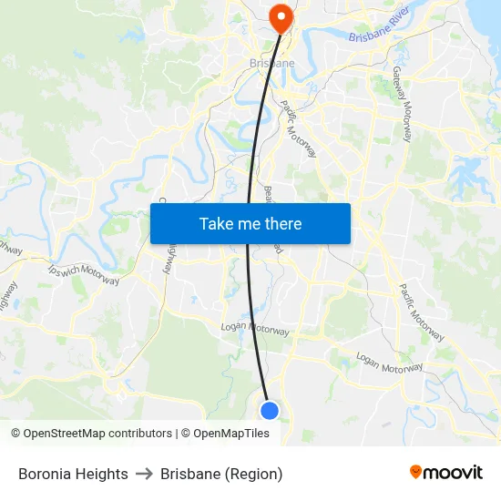 Boronia Heights to Brisbane (Region) map