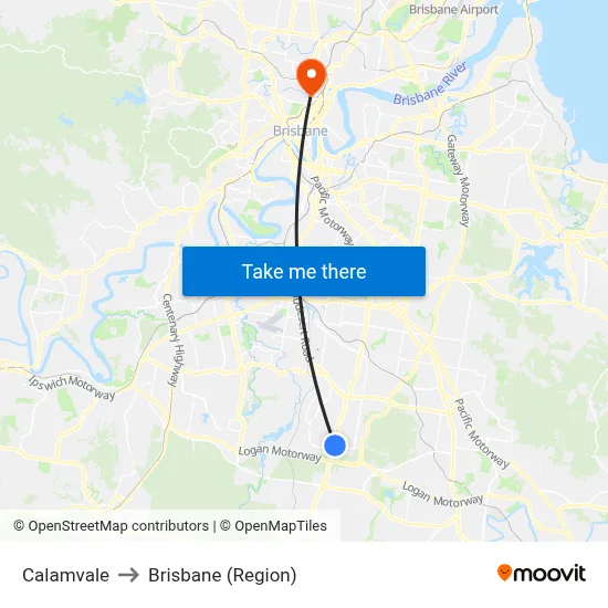 Calamvale to Brisbane (Region) map