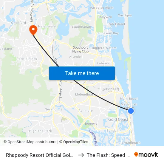 Rhapsody Resort Official Gold Coast to The Flash: Speed Force map