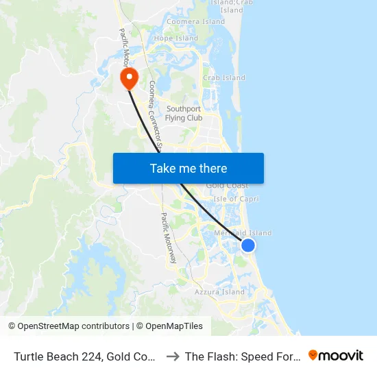 Turtle Beach 224, Gold Coast to The Flash: Speed Force map