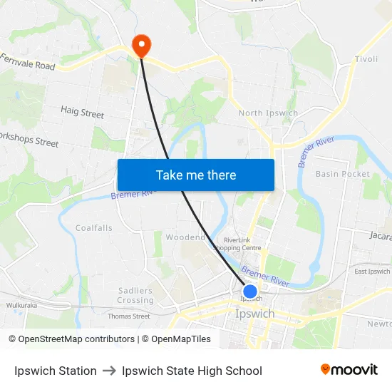 Ipswich Station to Ipswich State High School map