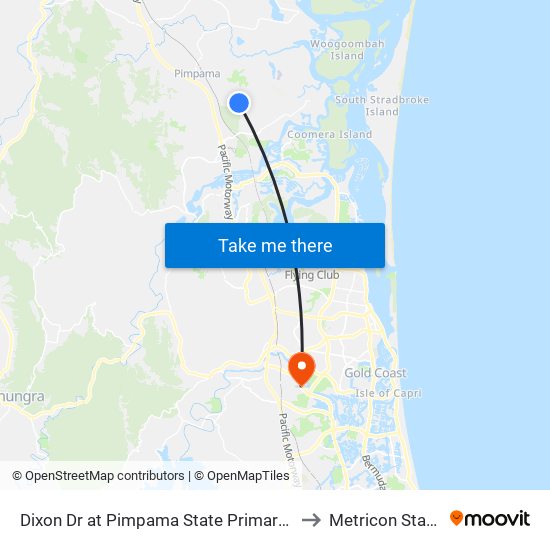 Dixon Dr at Pimpama State Primary College to Metricon Stadium map