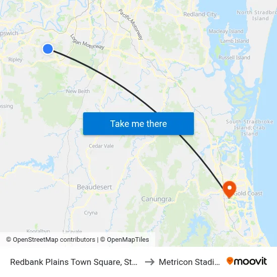 Redbank Plains Town Square, Stop C to Metricon Stadium map