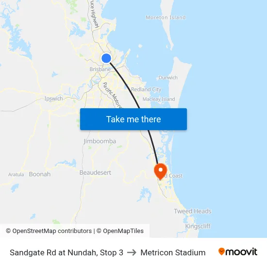 Sandgate Rd at Nundah, Stop 3 to Metricon Stadium map