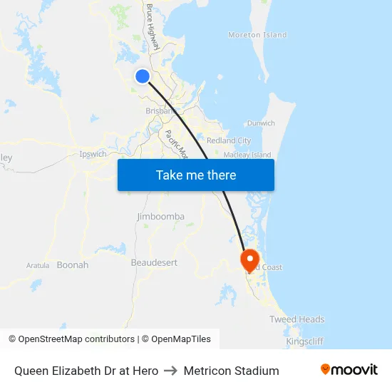 Queen Elizabeth Dr at Hero to Metricon Stadium map