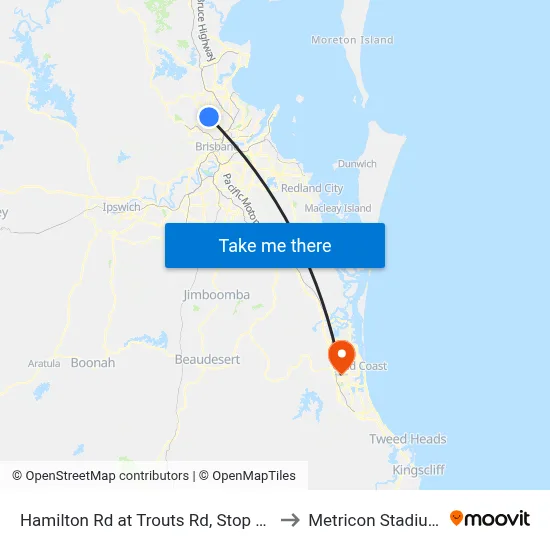 Hamilton Rd at Trouts Rd, Stop 46 to Metricon Stadium map