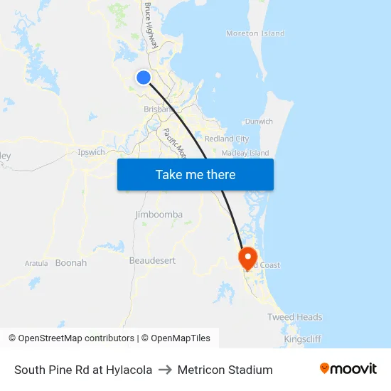 South Pine Rd at Hylacola to Metricon Stadium map