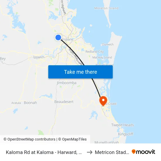 Kaloma Rd at Kaloma - Harward, Stop 38 to Metricon Stadium map