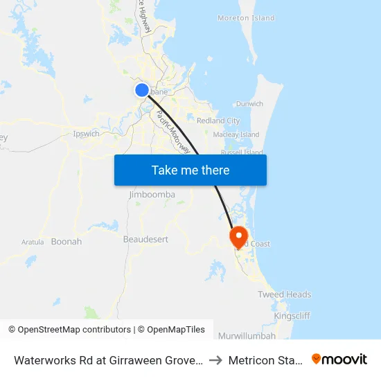 Waterworks Rd at Girraween Grove, Stop 21 to Metricon Stadium map