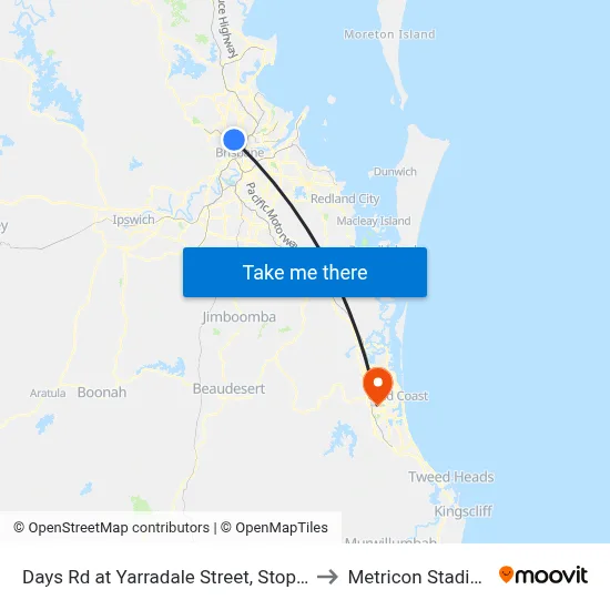 Days Rd at Yarradale Street, Stop 2a to Metricon Stadium map