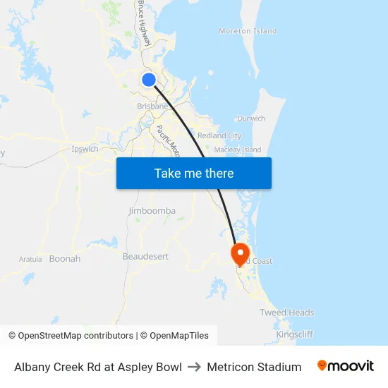 Albany Creek Rd at Aspley Bowl to Metricon Stadium map