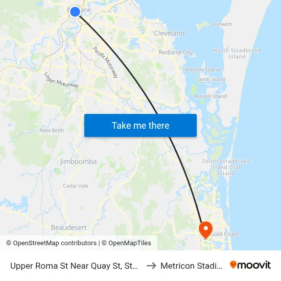 Upper Roma St Near Quay St, Stop 3 to Metricon Stadium map