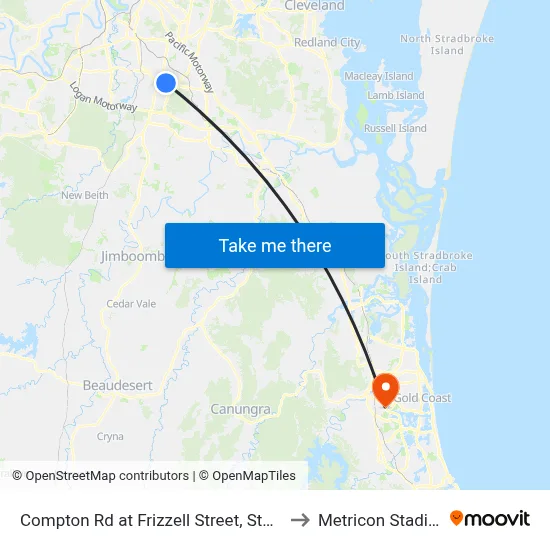 Compton Rd at Frizzell Street, Stop 85 to Metricon Stadium map