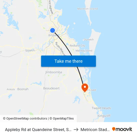Appleby Rd at Quandeine Street, Stop 34 to Metricon Stadium map