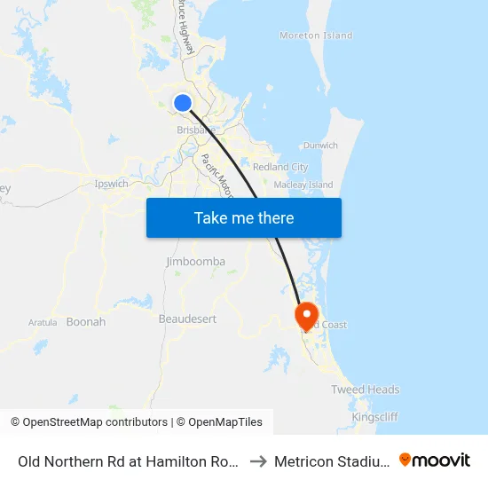Old Northern Rd at Hamilton Road to Metricon Stadium map