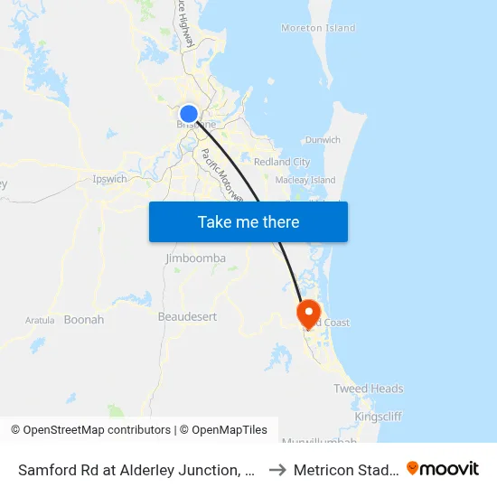 Samford Rd at Alderley Junction, Stop 26 to Metricon Stadium map