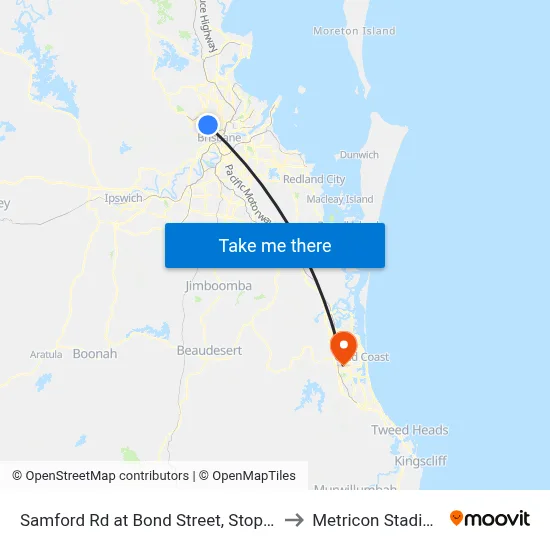 Samford Rd at Bond Street, Stop 29 to Metricon Stadium map