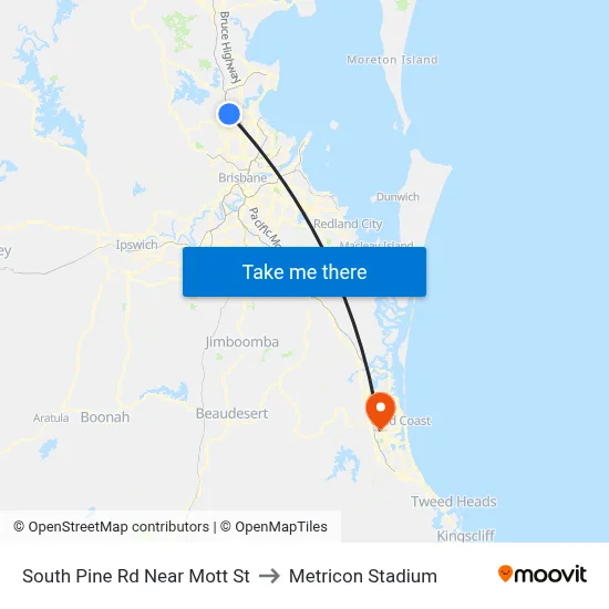 South Pine Rd Near Mott St to Metricon Stadium map