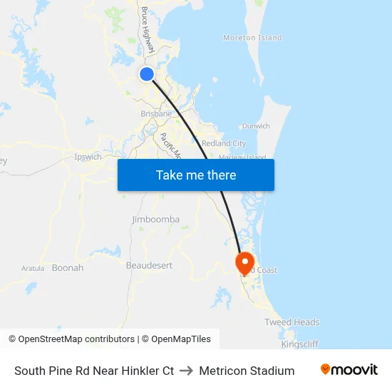 South Pine Rd Near Hinkler Ct to Metricon Stadium map