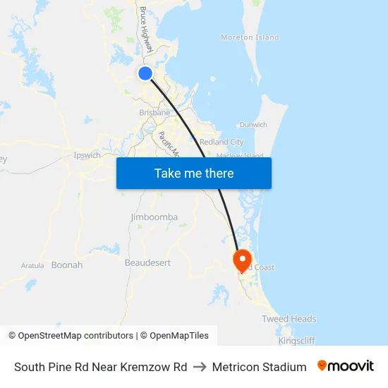 South Pine Rd Near Kremzow Rd to Metricon Stadium map