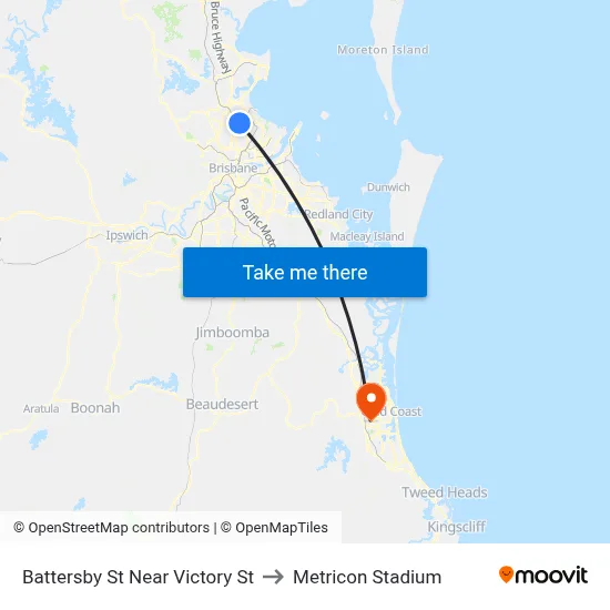 Battersby St Near Victory St to Metricon Stadium map