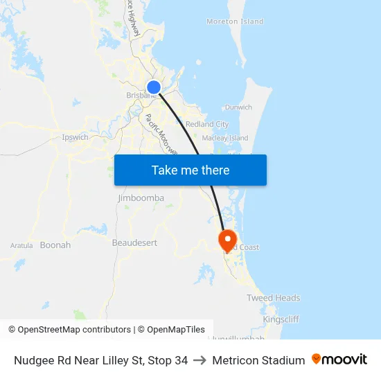 Nudgee Rd Near Lilley St, Stop 34 to Metricon Stadium map