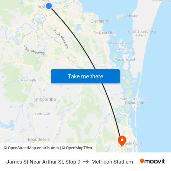 James St Near Arthur St, Stop 9 to Metricon Stadium map