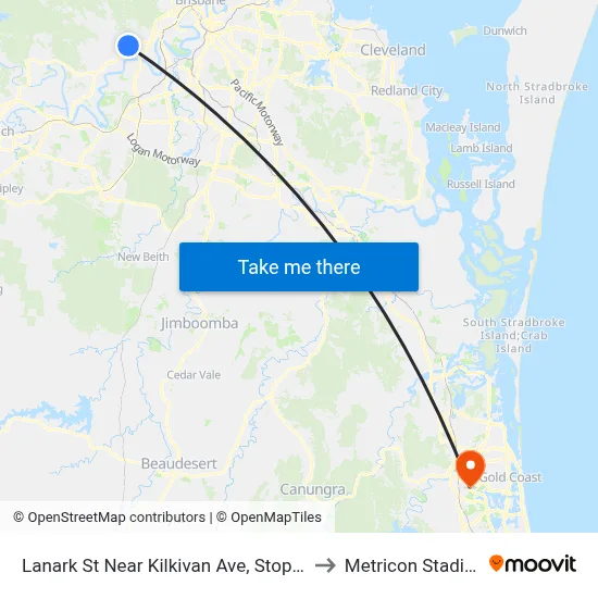 Lanark St Near Kilkivan Ave, Stop 39a to Metricon Stadium map