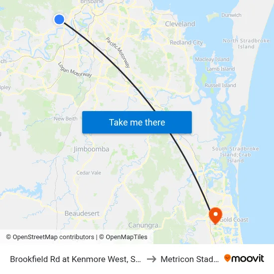 Brookfield Rd at Kenmore West, Stop 37 to Metricon Stadium map