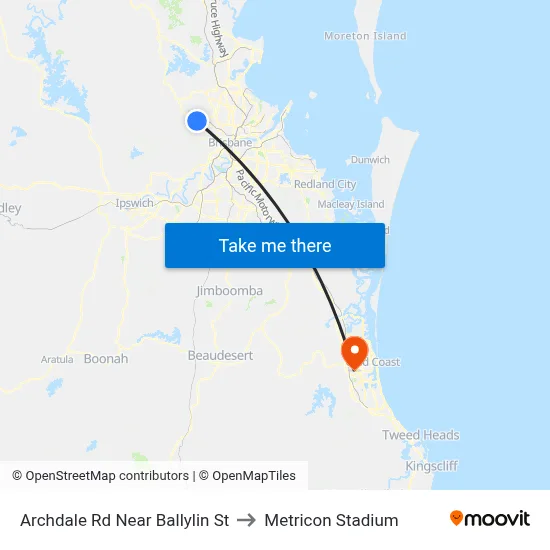 Archdale Rd Near Ballylin St to Metricon Stadium map