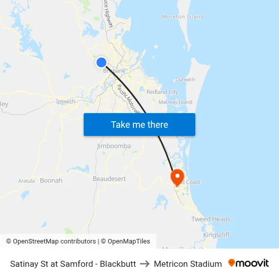 Satinay St at Samford - Blackbutt to Metricon Stadium map
