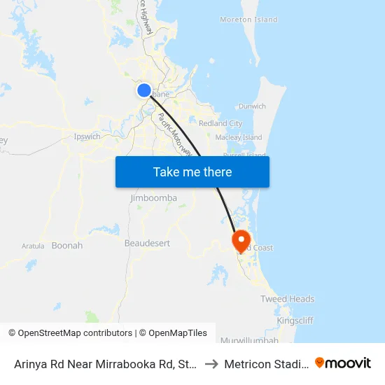 Arinya Rd Near Mirrabooka Rd, Stop 39 to Metricon Stadium map