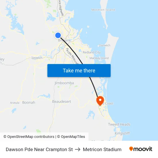 Dawson Pde Near Crampton St to Metricon Stadium map