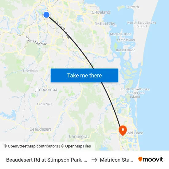 Beaudesert Rd at Stimpson Park, Stop 29 to Metricon Stadium map
