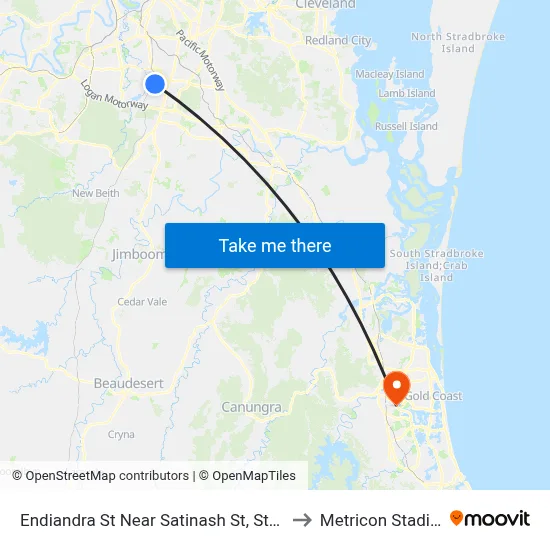 Endiandra St Near Satinash St, Stop 87 to Metricon Stadium map